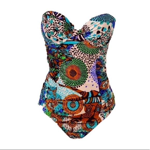 J.CREW ABSTRACT GIRAFFE RUCHED UNDERWIRE Swimsuit with Rash Guard - Picture 5 of 16